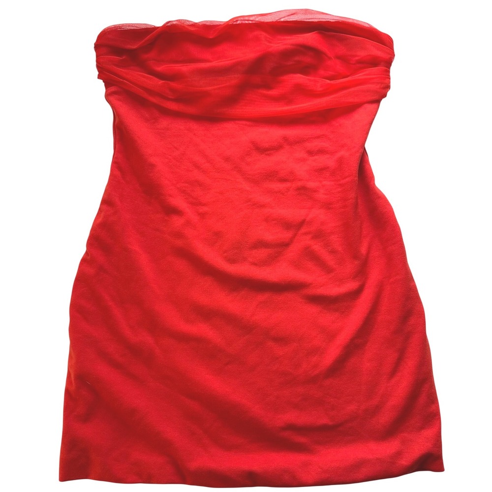 Revolve Superdown Strapless Mini Dress Womens Small Orange Red Bodycon Going Out
